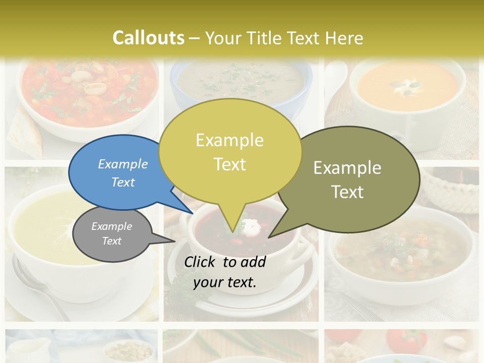 A Series Of Photos Showing Different Types Of Soups PowerPoint Template