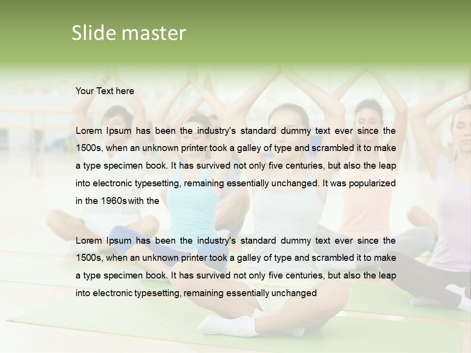 A Group Of People Doing Yoga In A Room PowerPoint Template