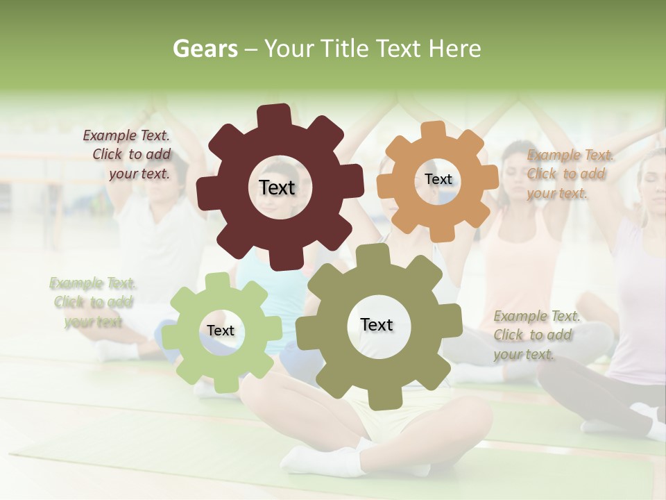 A Group Of People Doing Yoga In A Room PowerPoint Template