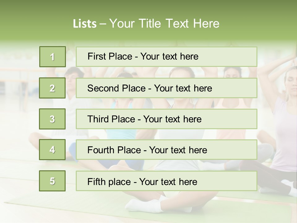 A Group Of People Doing Yoga In A Room PowerPoint Template