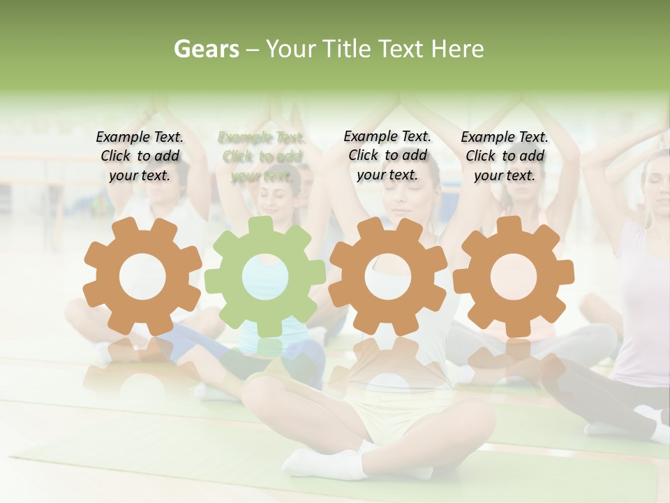 A Group Of People Doing Yoga In A Room PowerPoint Template
