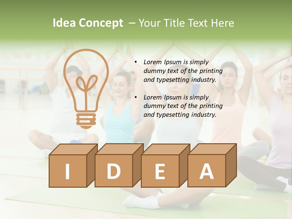 A Group Of People Doing Yoga In A Room PowerPoint Template
