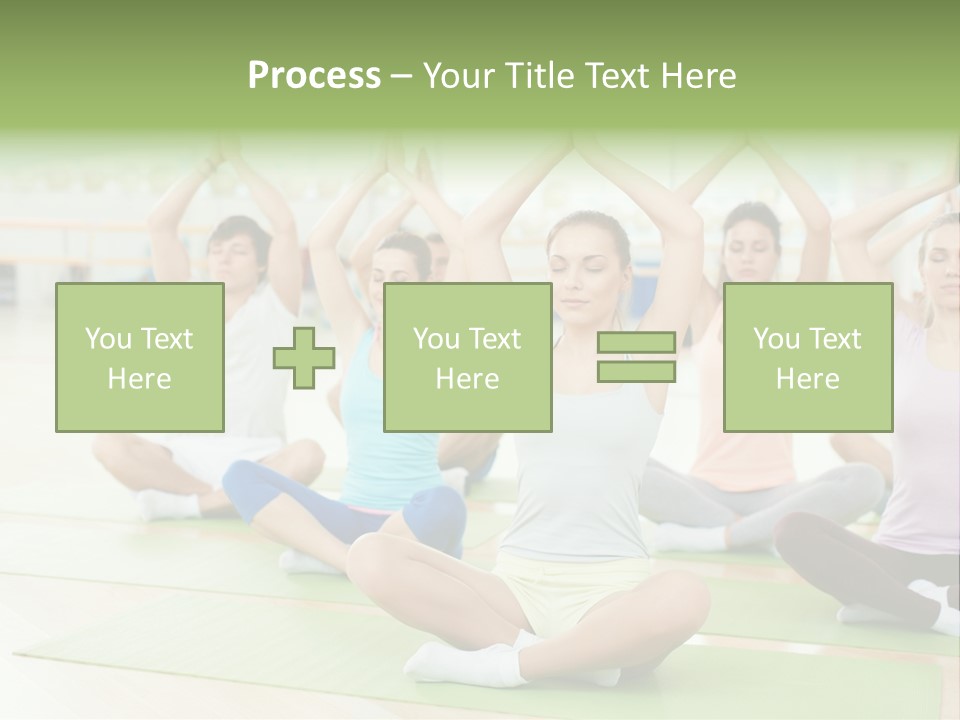 A Group Of People Doing Yoga In A Room PowerPoint Template