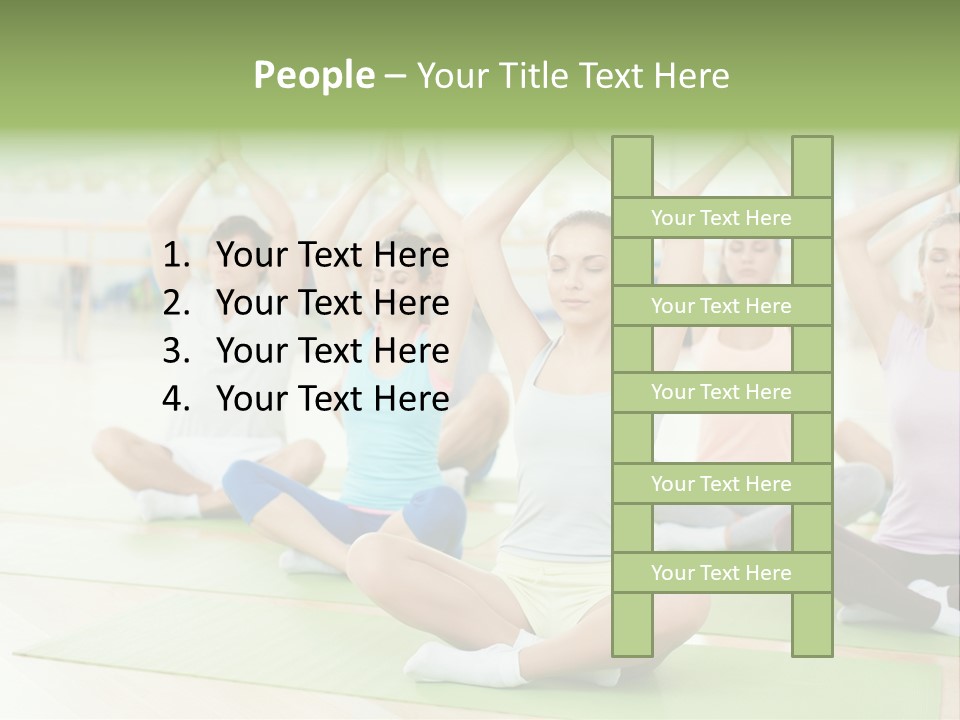 A Group Of People Doing Yoga In A Room PowerPoint Template