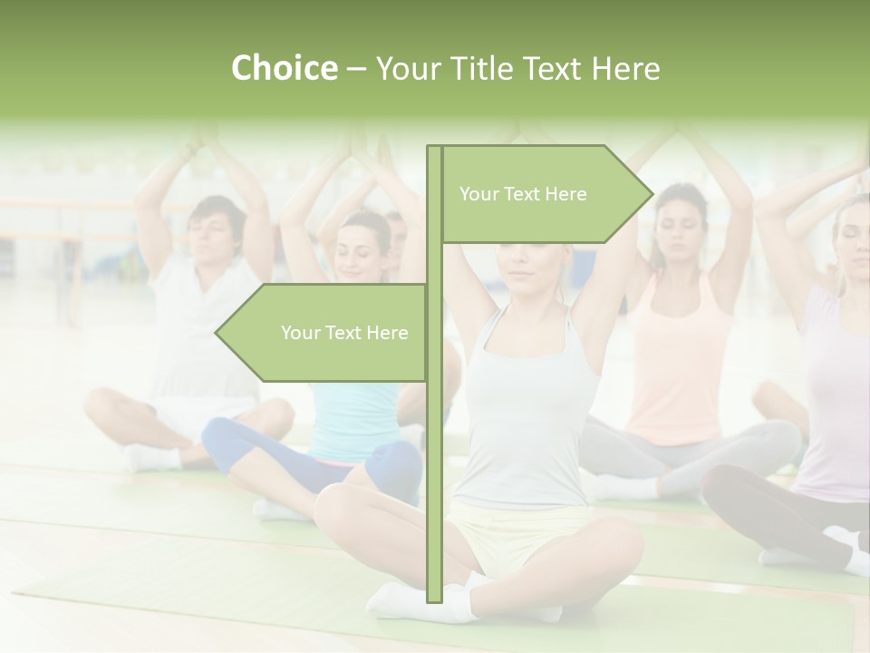 A Group Of People Doing Yoga In A Room PowerPoint Template