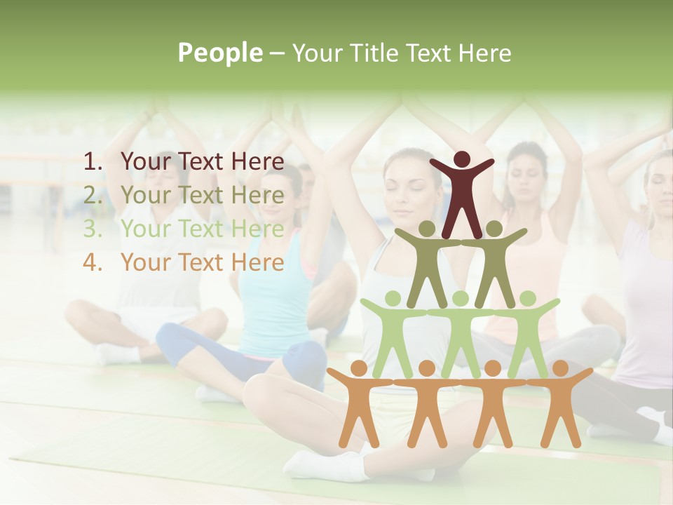 A Group Of People Doing Yoga In A Room PowerPoint Template