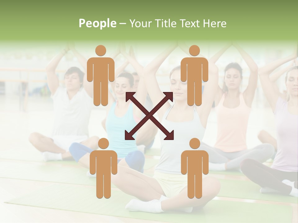 A Group Of People Doing Yoga In A Room PowerPoint Template