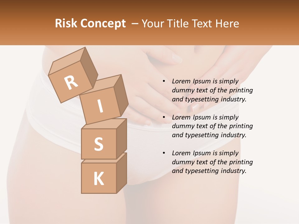 A Woman's Stomach With Her Hands On Her Stomach PowerPoint Template