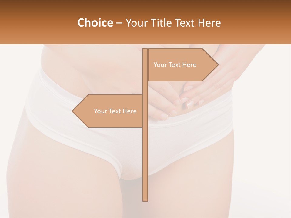 A Woman's Stomach With Her Hands On Her Stomach PowerPoint Template