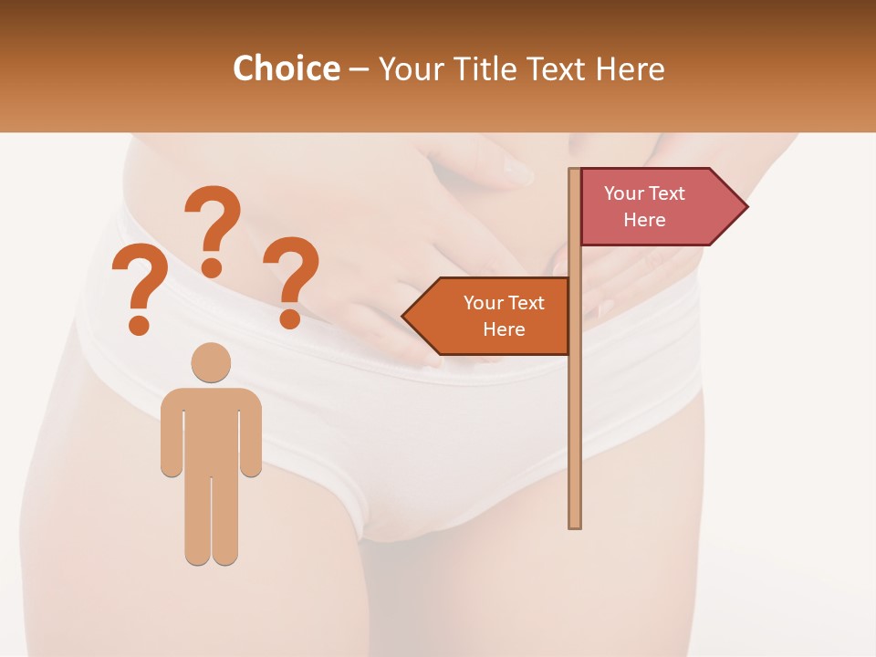 A Woman's Stomach With Her Hands On Her Stomach PowerPoint Template