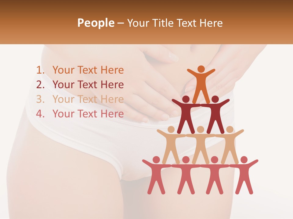 A Woman's Stomach With Her Hands On Her Stomach PowerPoint Template