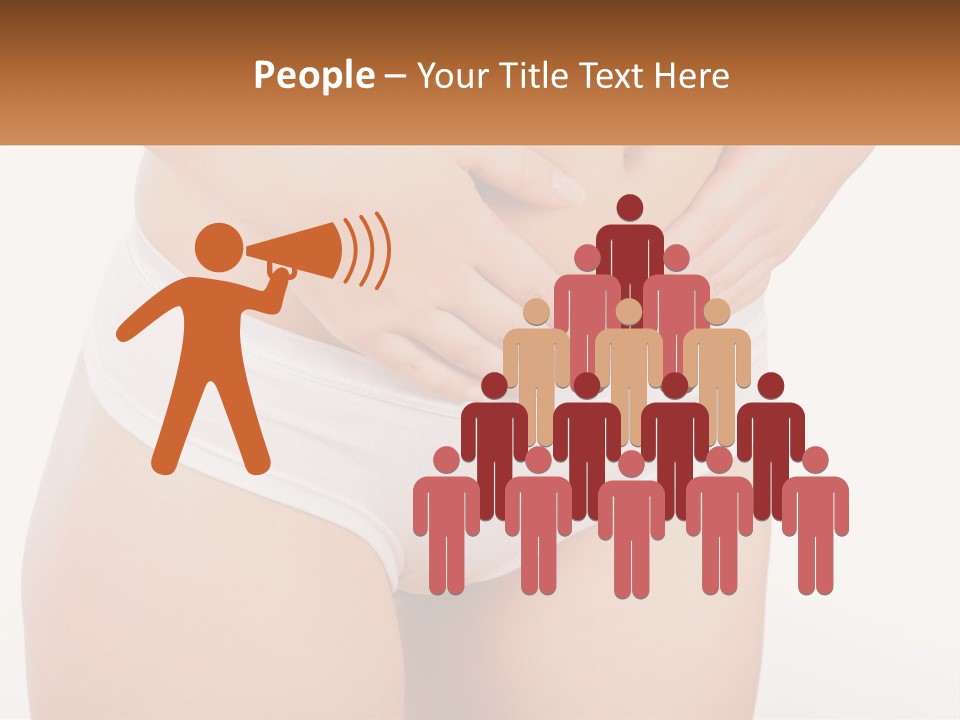 A Woman's Stomach With Her Hands On Her Stomach PowerPoint Template