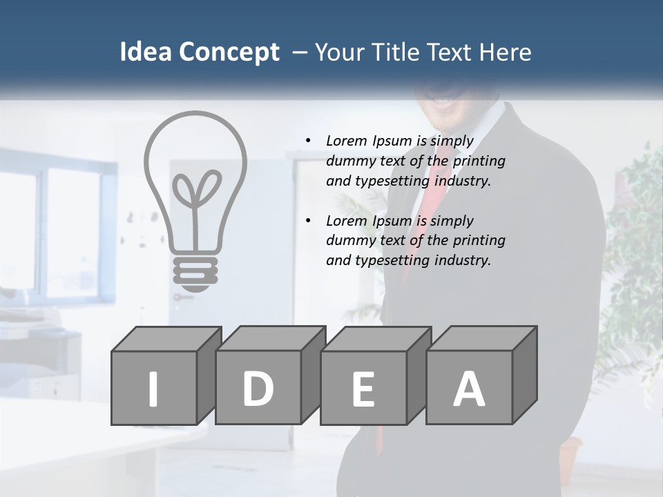 A Man In A Suit Standing In A Room PowerPoint Template