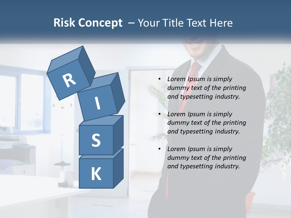 A Man In A Suit Standing In A Room PowerPoint Template