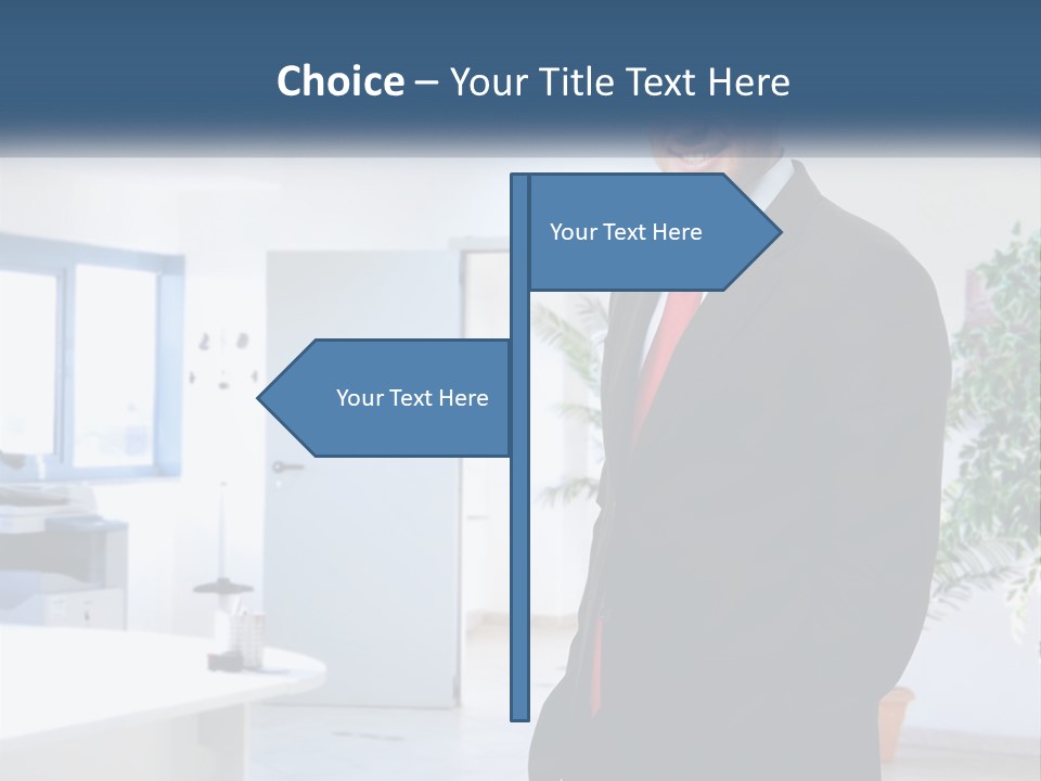 A Man In A Suit Standing In A Room PowerPoint Template