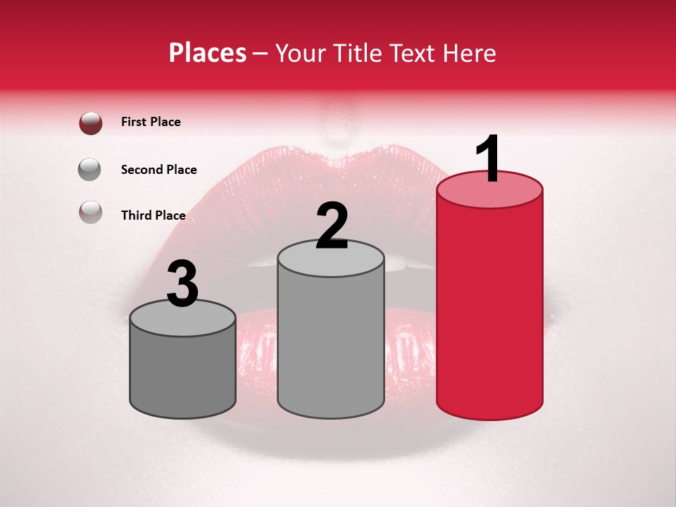 A Woman's Lips With Red Lipstick On A White Background PowerPoint Template