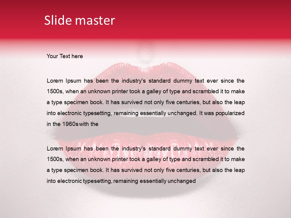 A Woman's Lips With Red Lipstick On A White Background PowerPoint Template