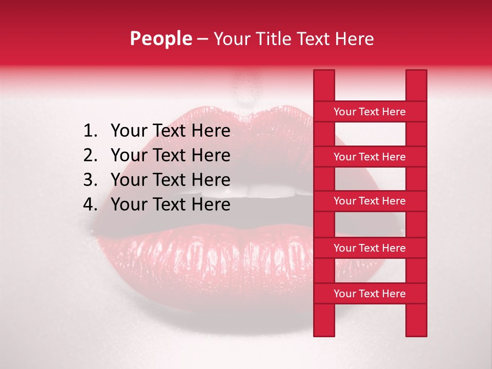 A Woman's Lips With Red Lipstick On A White Background PowerPoint Template