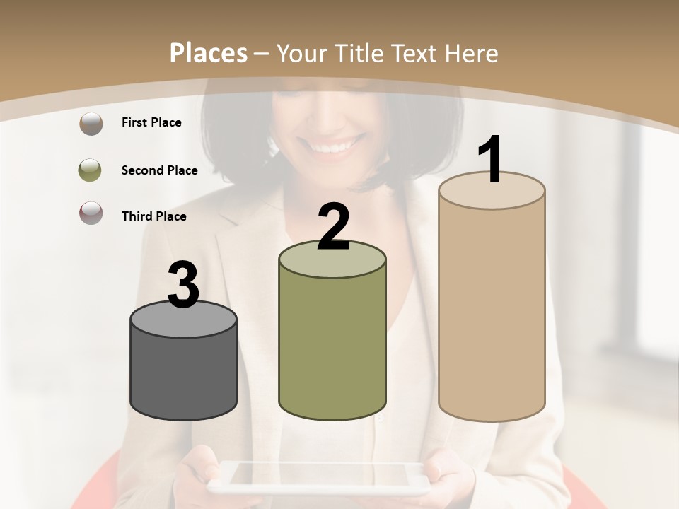 A Woman Sitting In A Chair Holding A Tablet PowerPoint Template