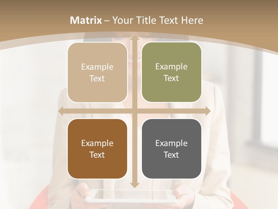 A Woman Sitting In A Chair Holding A Tablet PowerPoint Template
