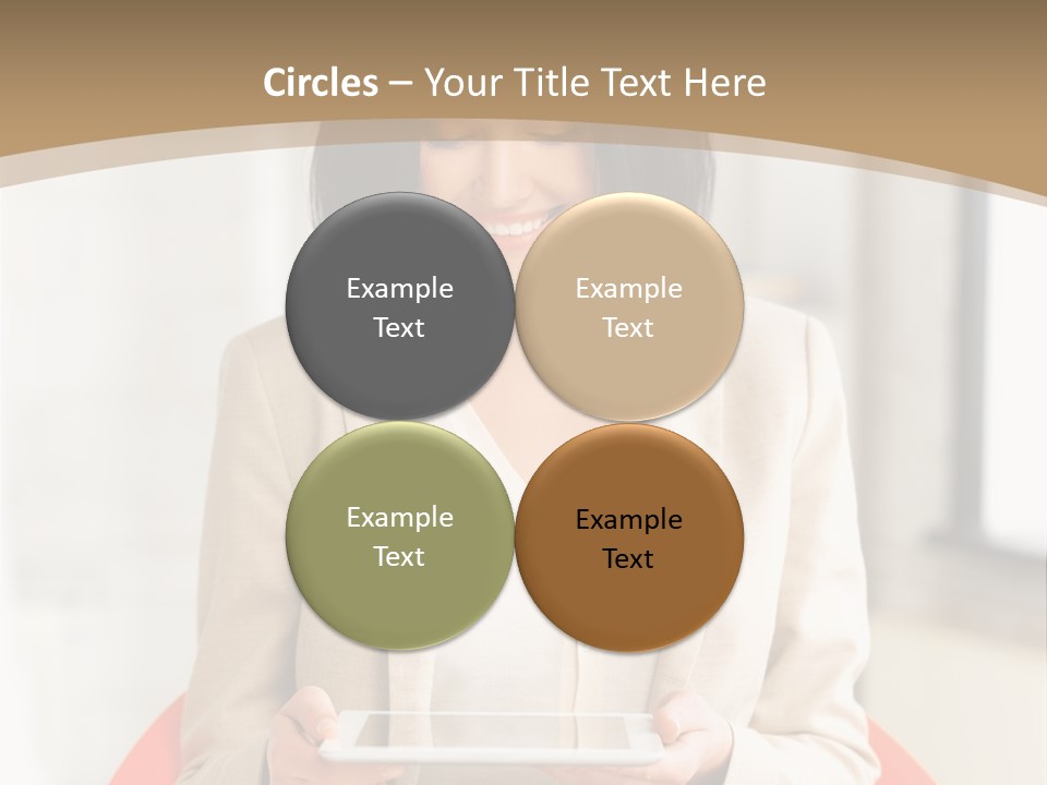 A Woman Sitting In A Chair Holding A Tablet PowerPoint Template