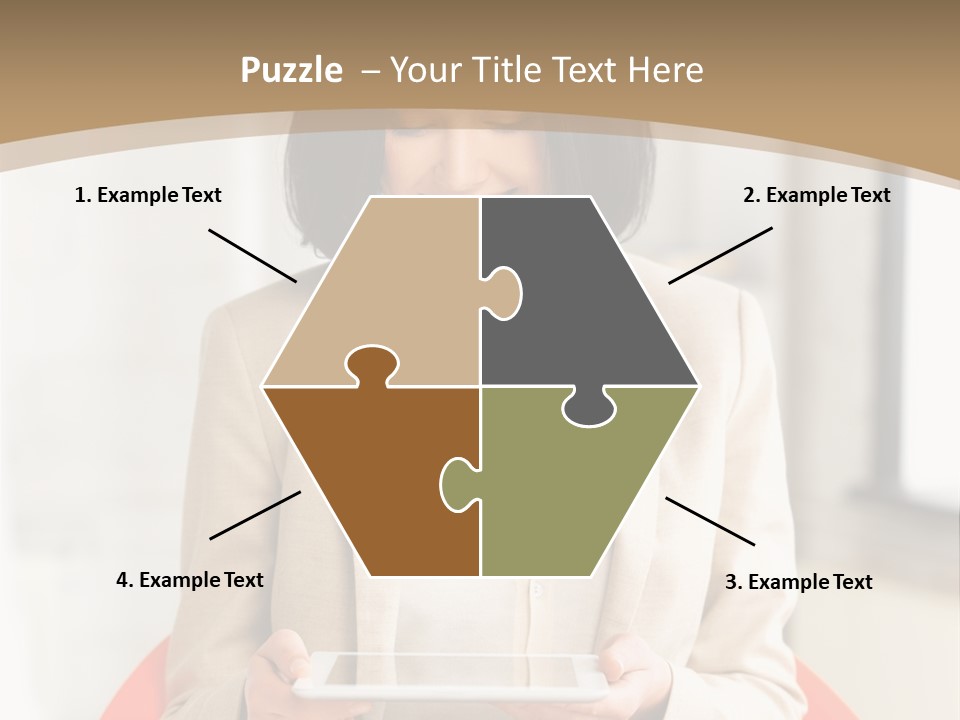 A Woman Sitting In A Chair Holding A Tablet PowerPoint Template