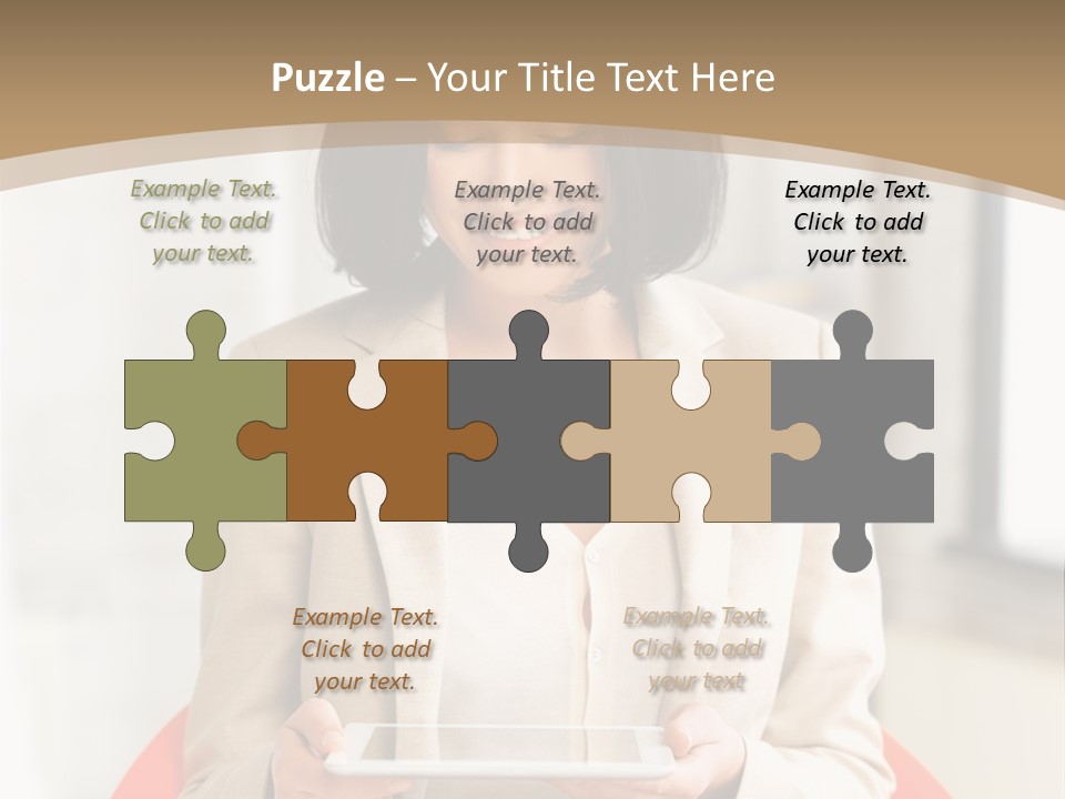 A Woman Sitting In A Chair Holding A Tablet PowerPoint Template