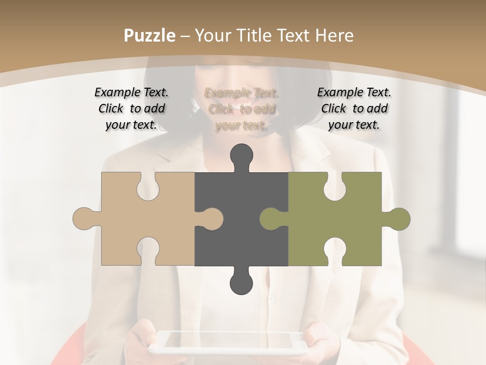 A Woman Sitting In A Chair Holding A Tablet PowerPoint Template