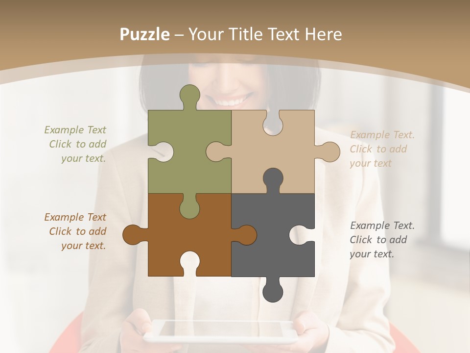A Woman Sitting In A Chair Holding A Tablet PowerPoint Template