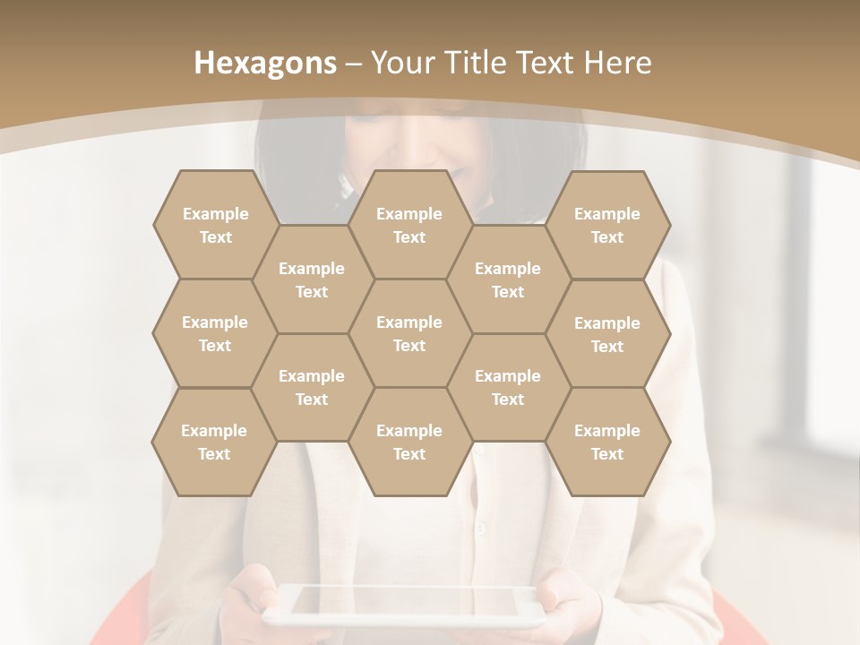 A Woman Sitting In A Chair Holding A Tablet PowerPoint Template