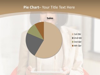 A Woman Sitting In A Chair Holding A Tablet PowerPoint Template