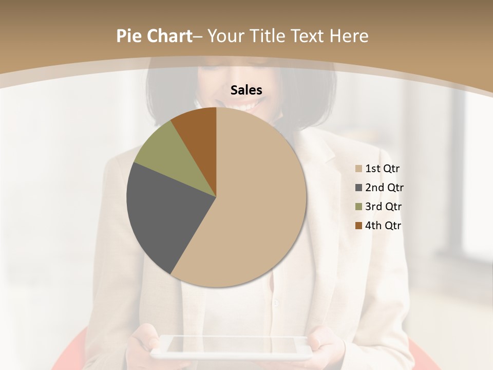 A Woman Sitting In A Chair Holding A Tablet PowerPoint Template
