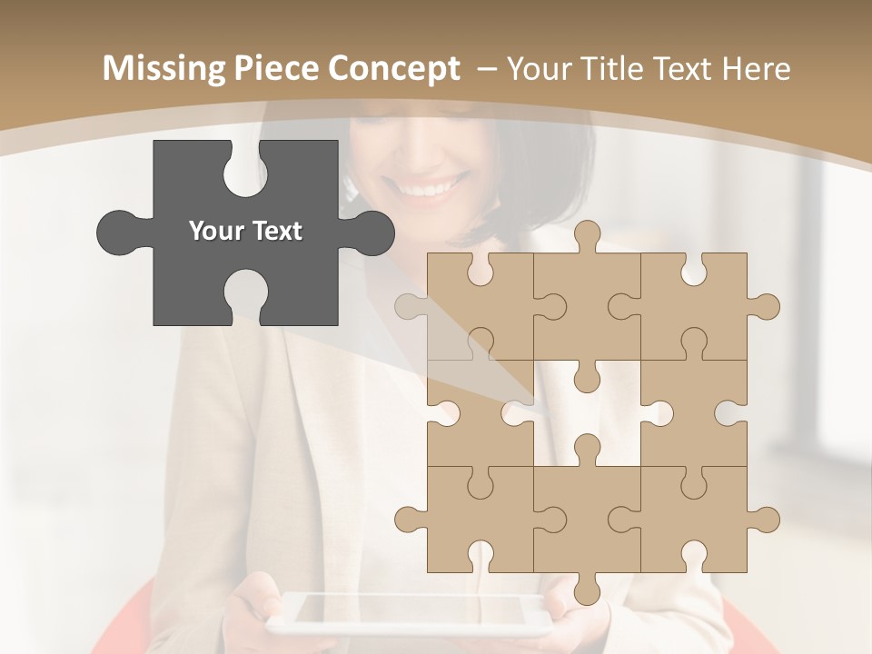 A Woman Sitting In A Chair Holding A Tablet PowerPoint Template