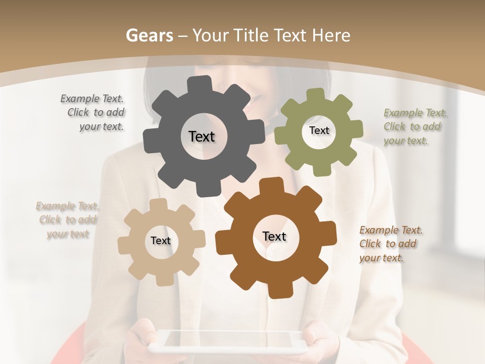 A Woman Sitting In A Chair Holding A Tablet PowerPoint Template