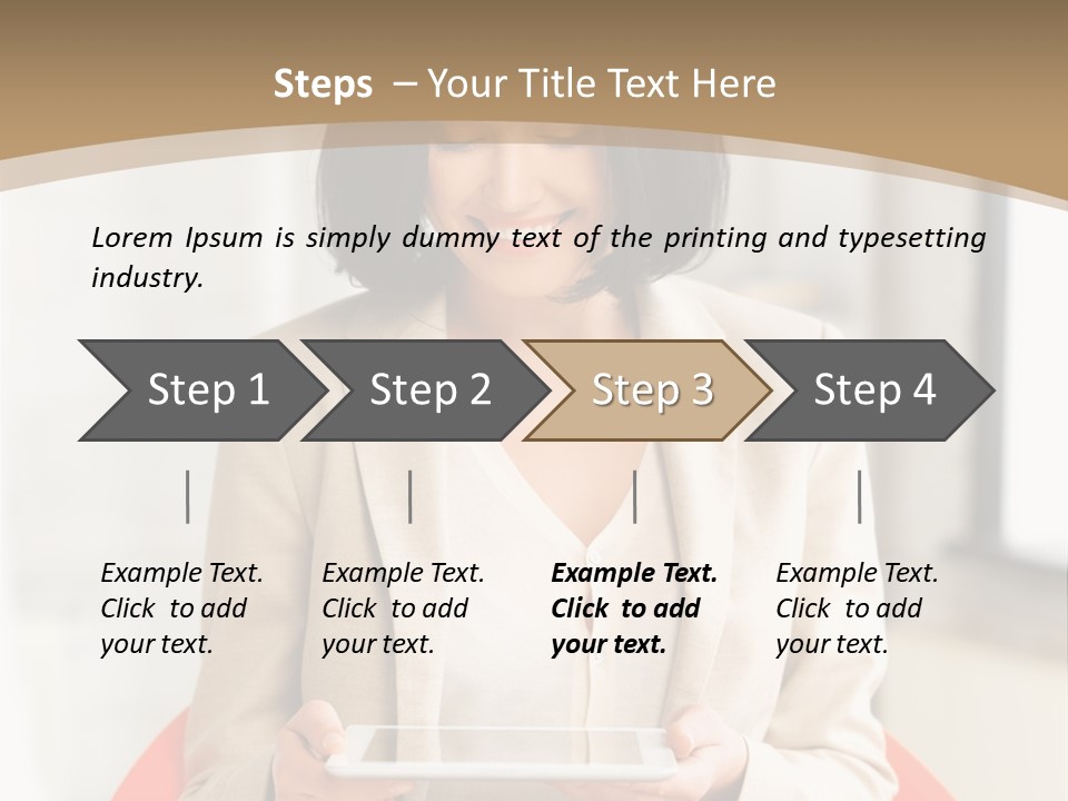 A Woman Sitting In A Chair Holding A Tablet PowerPoint Template