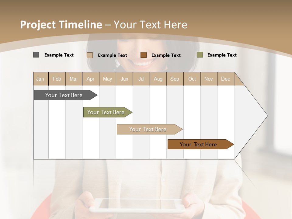 A Woman Sitting In A Chair Holding A Tablet PowerPoint Template