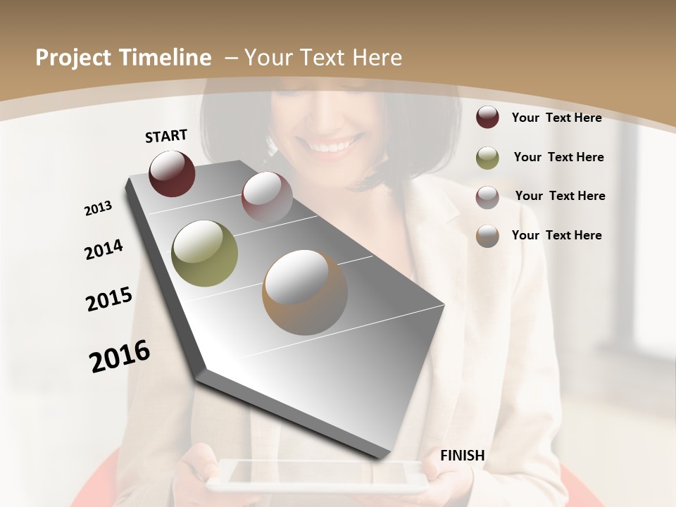 A Woman Sitting In A Chair Holding A Tablet PowerPoint Template