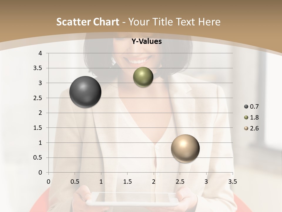 A Woman Sitting In A Chair Holding A Tablet PowerPoint Template