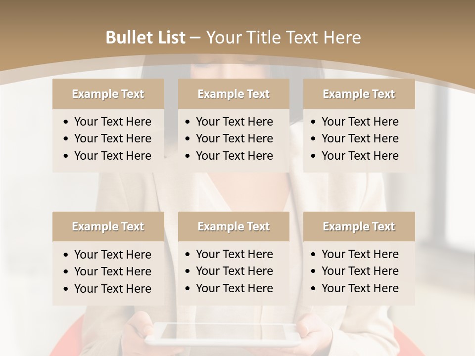 A Woman Sitting In A Chair Holding A Tablet PowerPoint Template