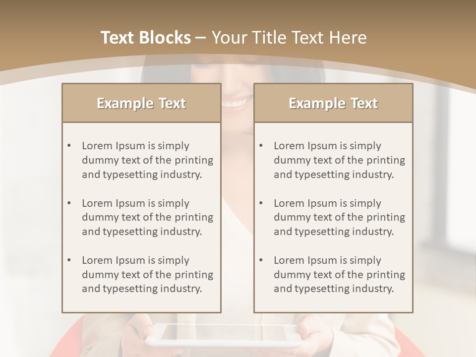 A Woman Sitting In A Chair Holding A Tablet PowerPoint Template