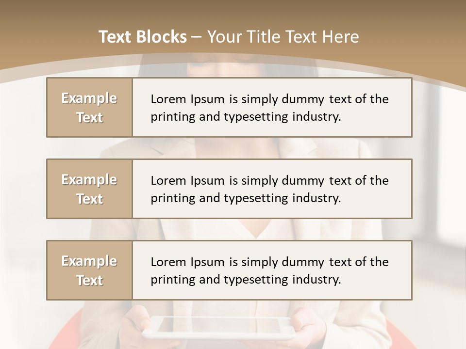 A Woman Sitting In A Chair Holding A Tablet PowerPoint Template