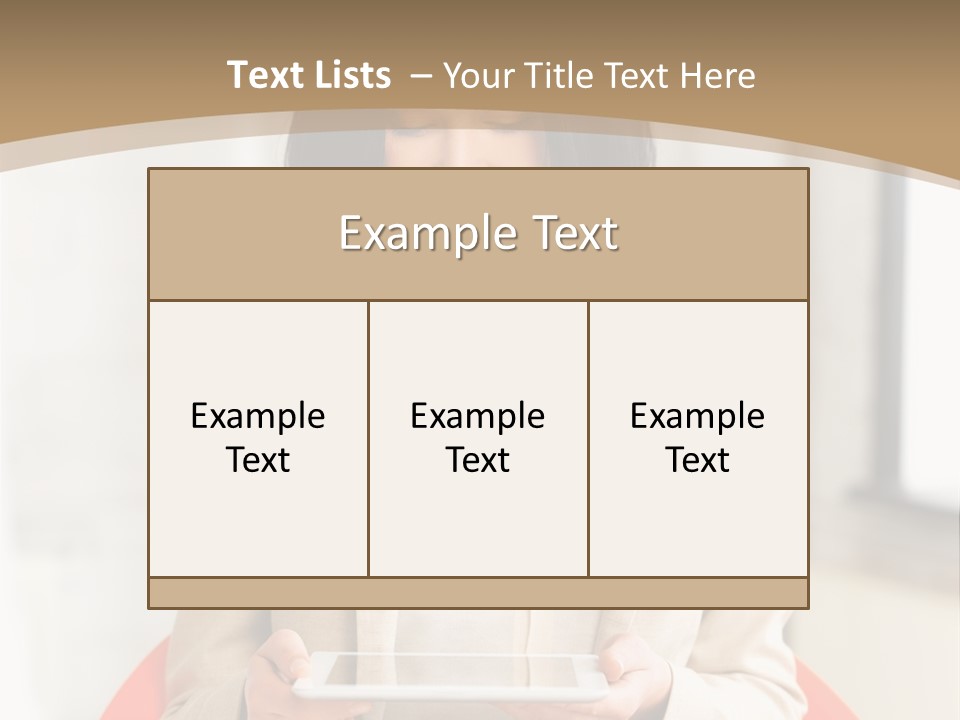 A Woman Sitting In A Chair Holding A Tablet PowerPoint Template