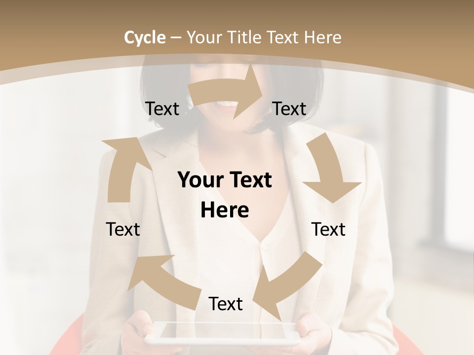 A Woman Sitting In A Chair Holding A Tablet PowerPoint Template