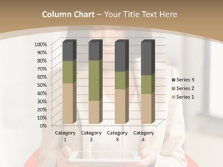 A Woman Sitting In A Chair Holding A Tablet PowerPoint Template