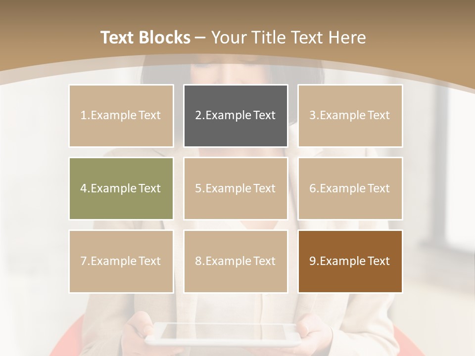 A Woman Sitting In A Chair Holding A Tablet PowerPoint Template