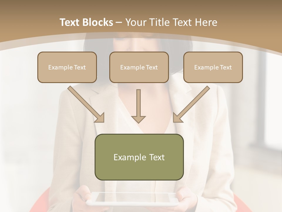 A Woman Sitting In A Chair Holding A Tablet PowerPoint Template