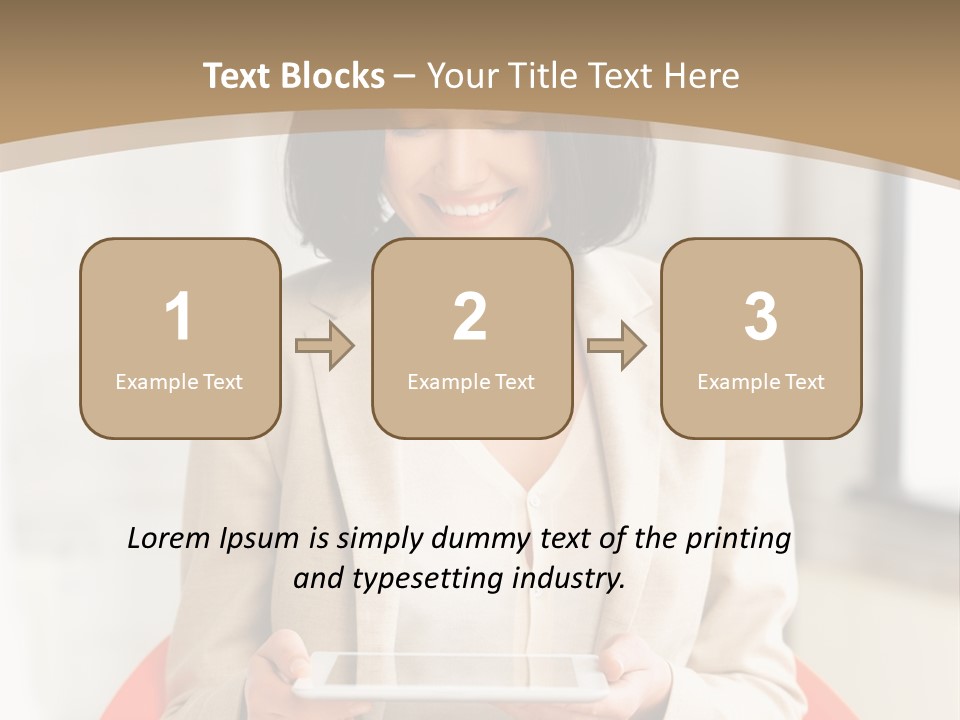 A Woman Sitting In A Chair Holding A Tablet PowerPoint Template