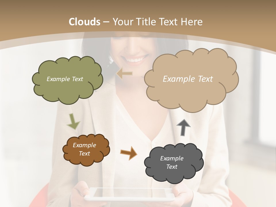 A Woman Sitting In A Chair Holding A Tablet PowerPoint Template