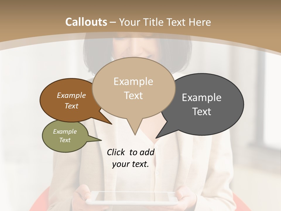 A Woman Sitting In A Chair Holding A Tablet PowerPoint Template