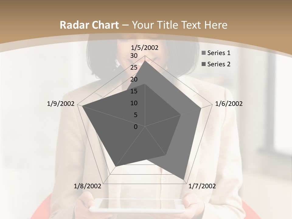 A Woman Sitting In A Chair Holding A Tablet PowerPoint Template